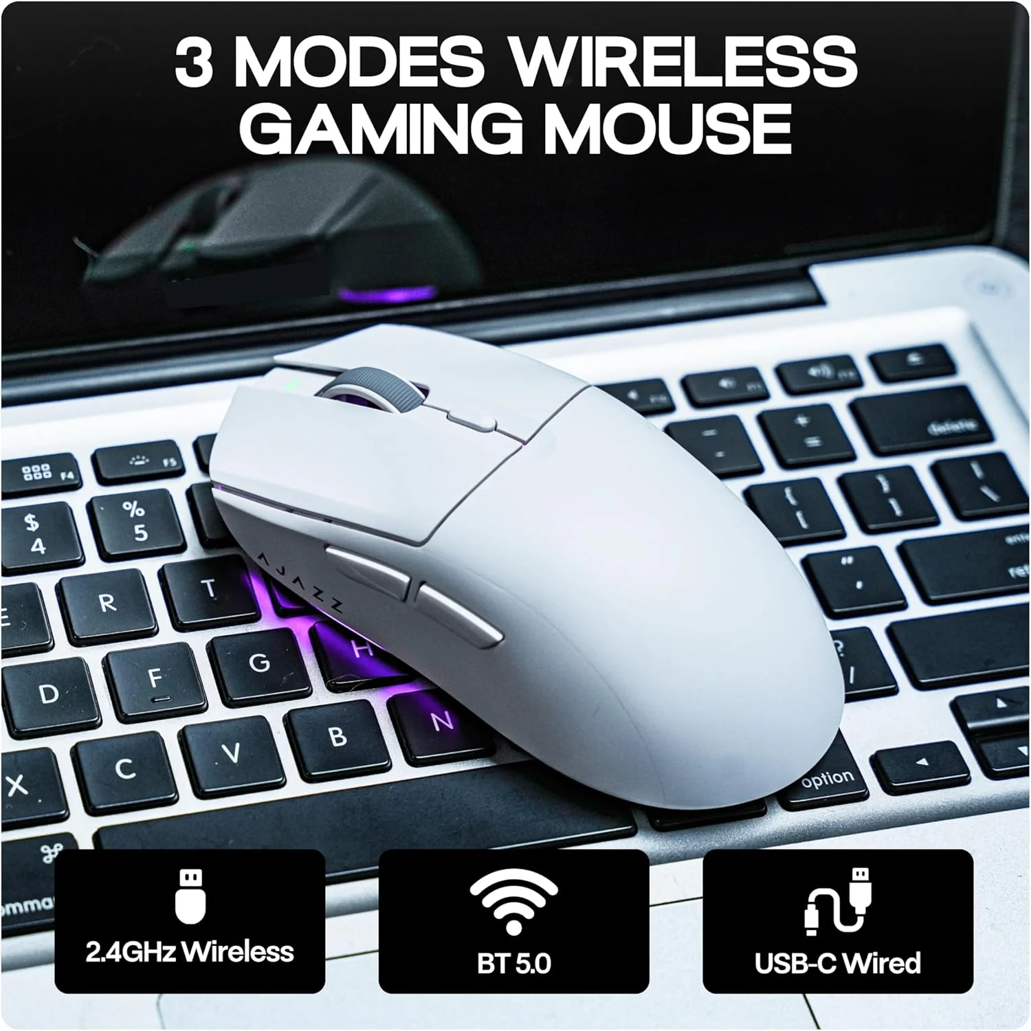MechLands AJAZZ AJ139 V2 MC Gaming Mouse with Charging Base, Adjustable 12,000 DPI, PAW3311 Sensor, 3 Modes Wireless Mouse, 500mAh Battery, 1000 Polling Rate, 66g Lightweight, Win/Mac - Image 6