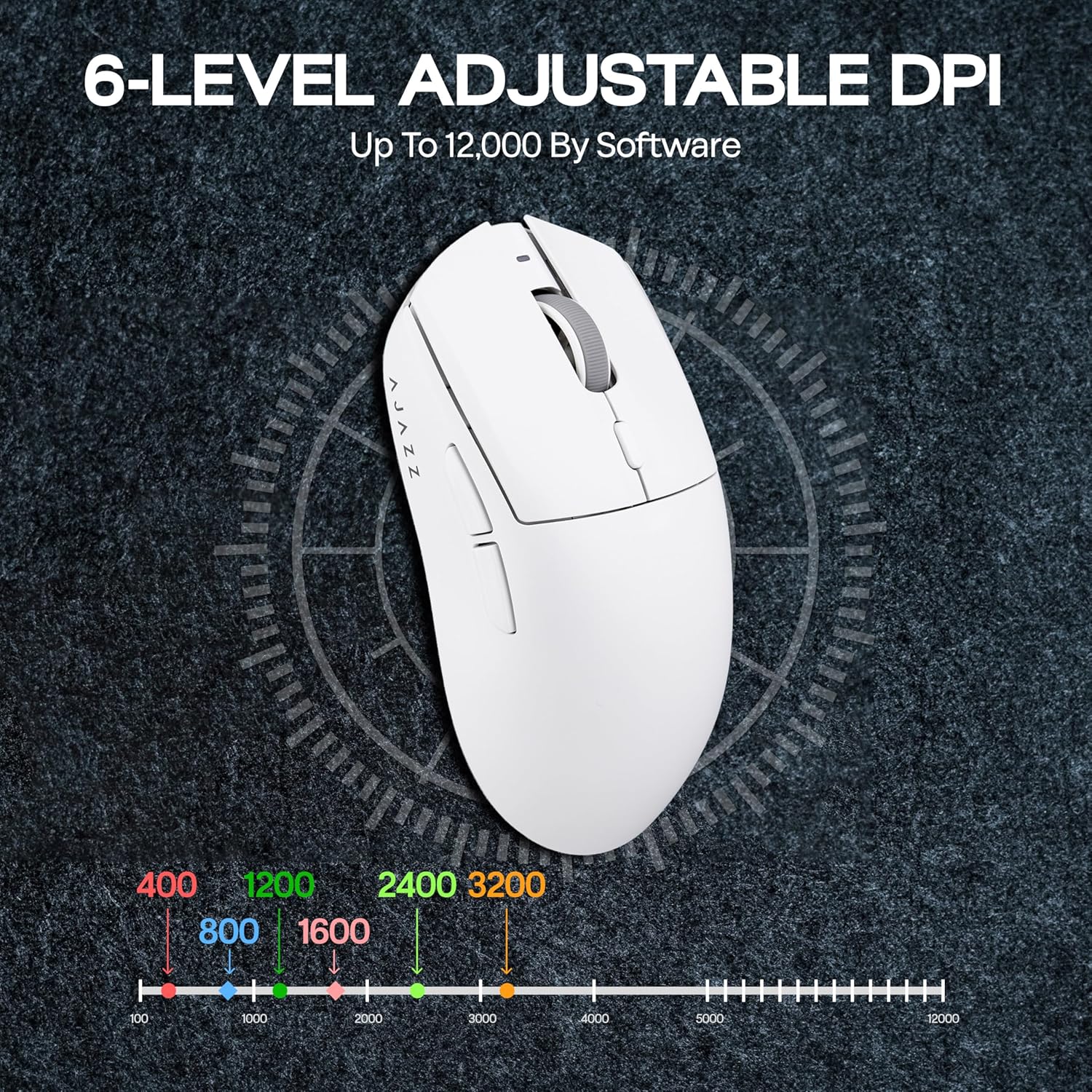 MechLands AJAZZ AJ139 V2 MC Gaming Mouse with Charging Base, Adjustable 12,000 DPI, PAW3311 Sensor, 3 Modes Wireless Mouse, 500mAh Battery, 1000 Polling Rate, 66g Lightweight, Win/Mac - Image 8