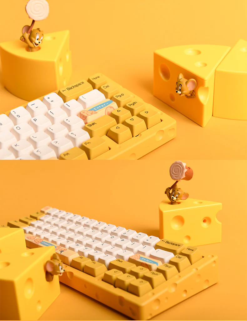 AJAZZ AC067 Wired Mechanical Keyboard Full aluminum CNC-machined case Cheese-themed colorway Fully hot-swappable for all keys - Image 4