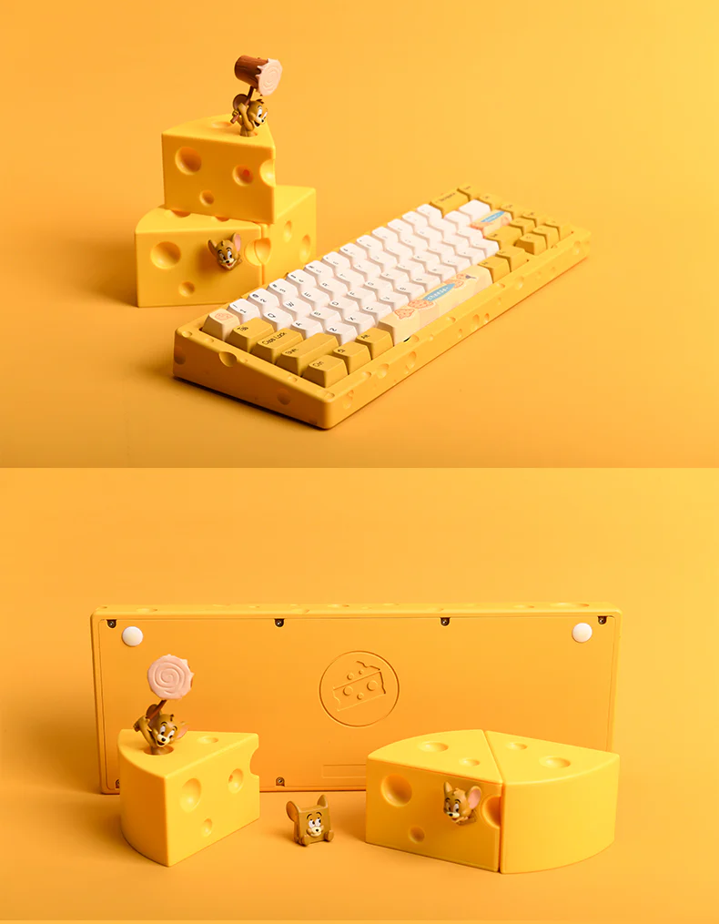AJAZZ AC067 Wired Mechanical Keyboard Full aluminum CNC-machined case Cheese-themed colorway Fully hot-swappable for all keys - Image 5