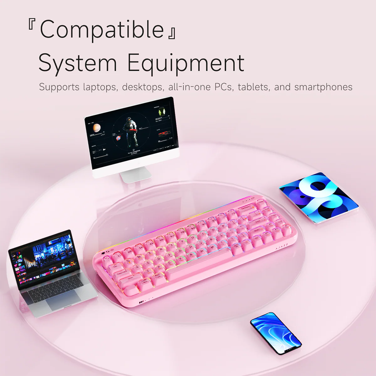AJAZZ AF68 Tri-mode membrane keyboard 4000mAh Semi-transparent two-tone keycaps RGB side light - Image 12
