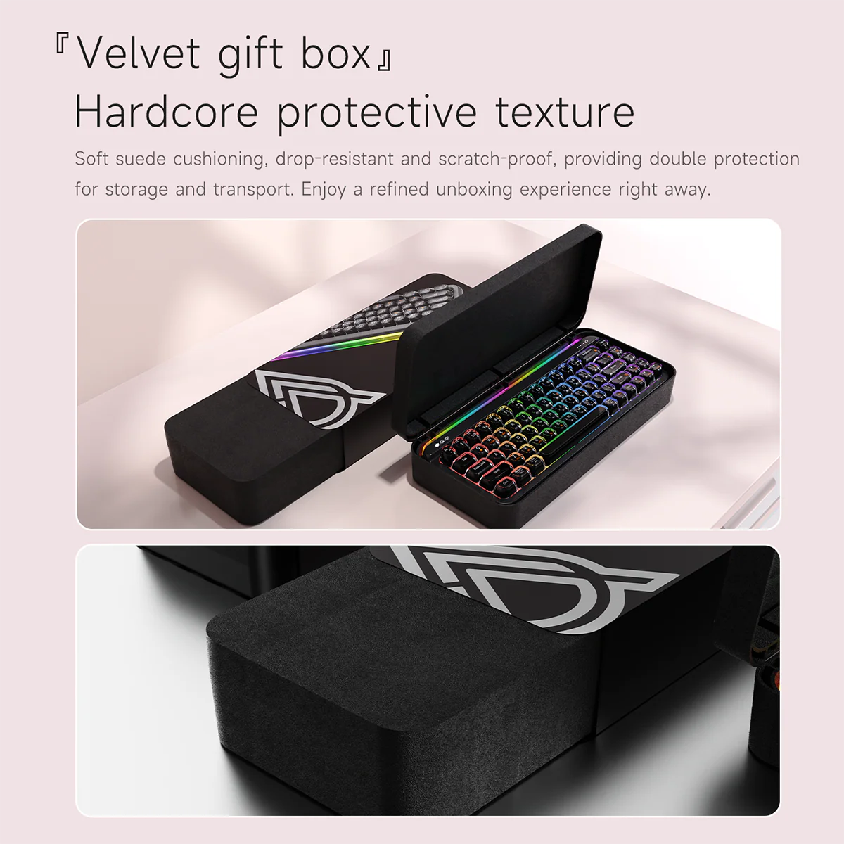 AJAZZ AF68 Tri-mode membrane keyboard 4000mAh Semi-transparent two-tone keycaps RGB side light - Image 13