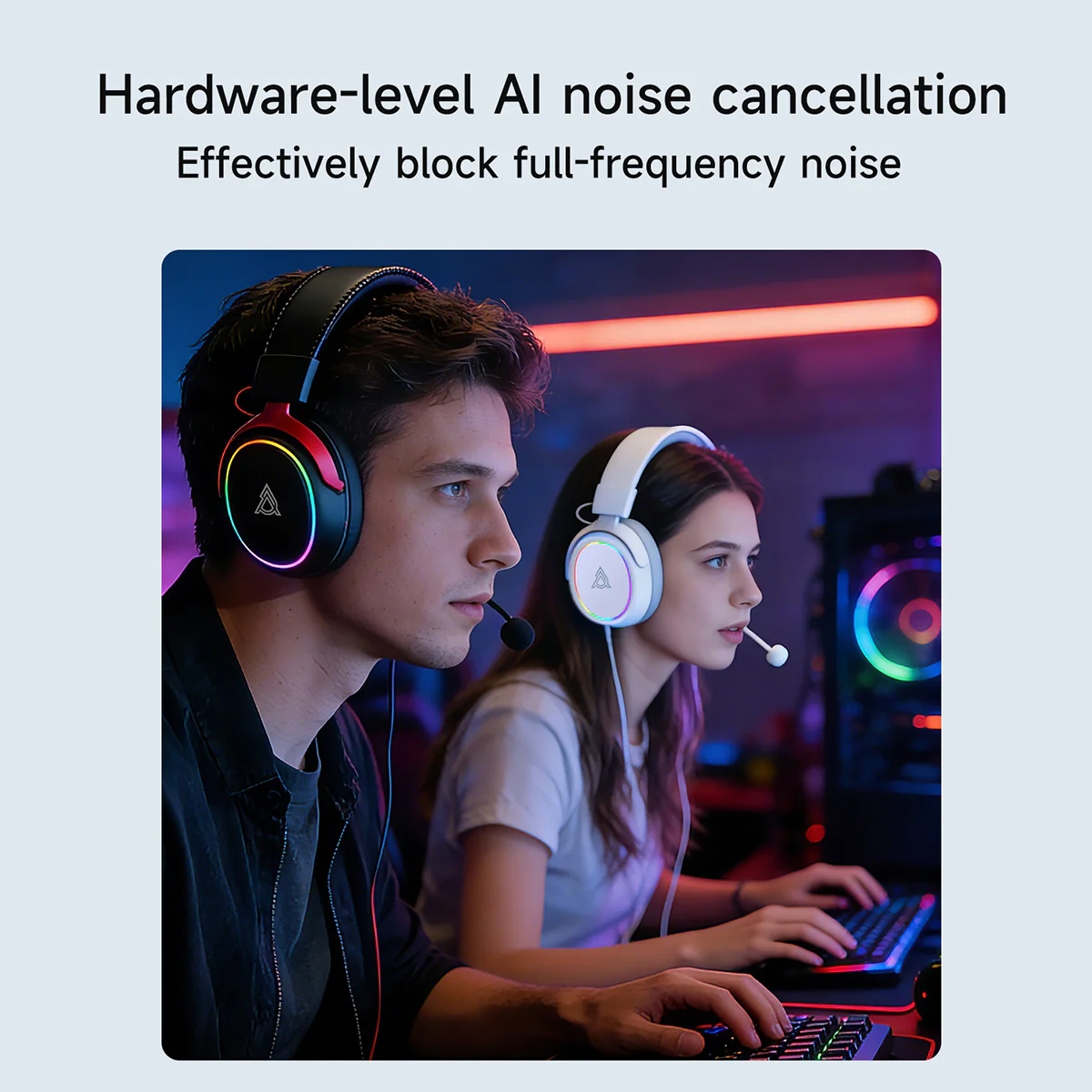 AJAZZ AHM10 MAX Over-Ear Gaming Headset Tri-mode connectivity 143H long-lasting battery life RGB ambient breathing lights - Image 9