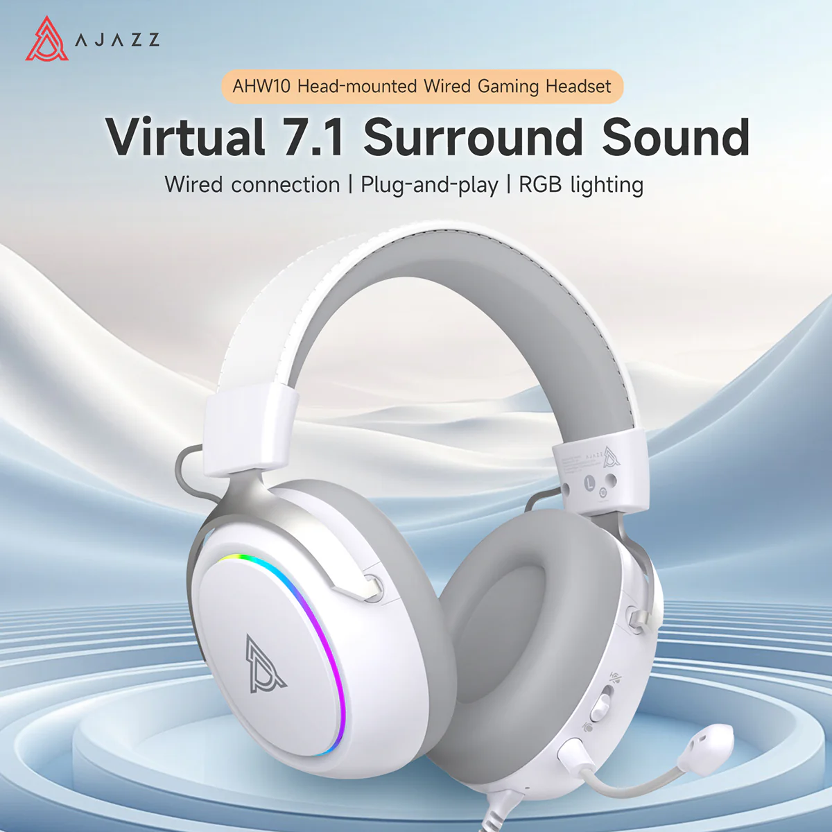 AJAZZ AHW10 gaming headsets Virtual 7.1Surround Sound Wired connection Plug-and-play RGB lighting - Image 5