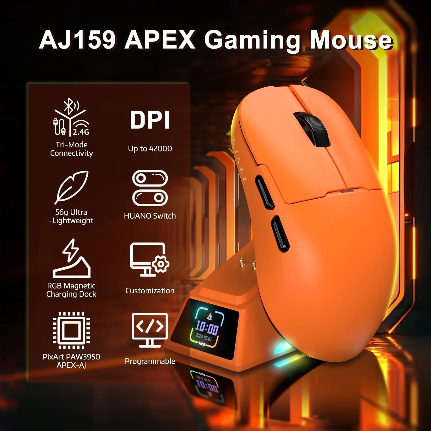AJAZZ AJ159 APEX High-Precision 8000Hz Gaming Mouse PAW3950 Wireless - Image 30
