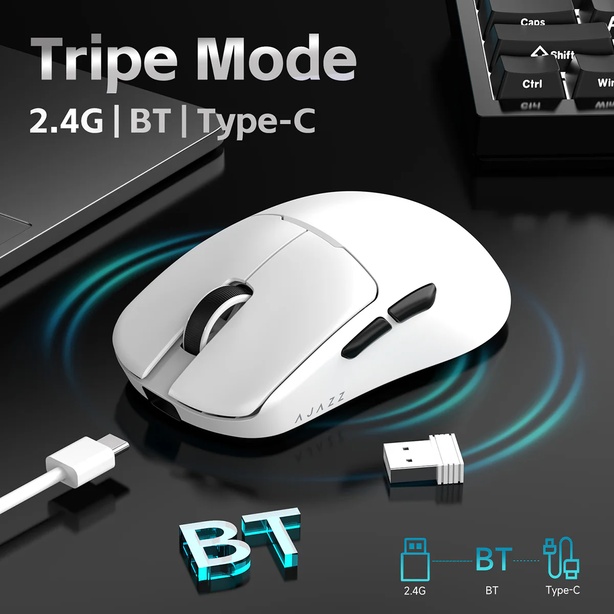 Ajazz AJ159 V2 MC Gaming Wireless Mouse with Professional Competitive Driver and Three Modes - Image 4