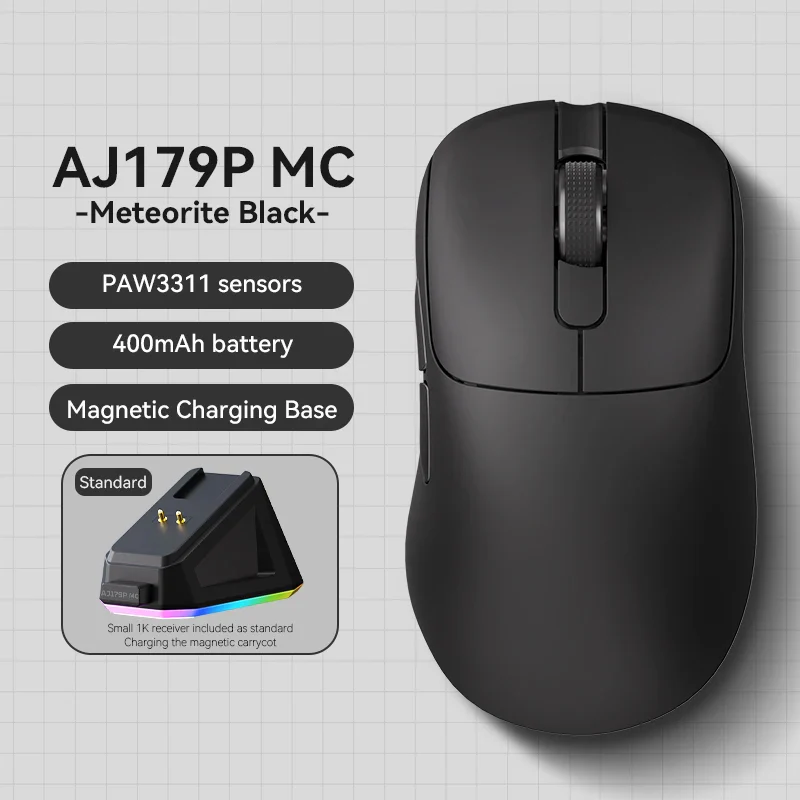 AJAZZ AJ179P MC Right-handed Bluetooth 2.4G Mouse·PAW3311 Three Modes RGB Magnetic Charging Base - Image 3