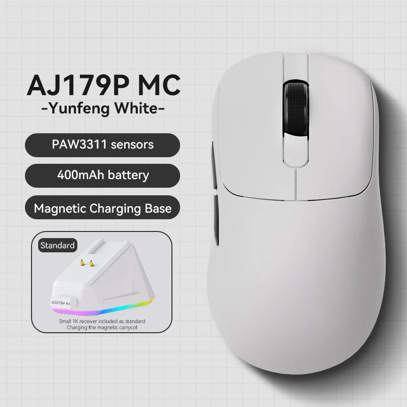 AJAZZ AJ179P MC Right-handed Bluetooth 2.4G Mouse·PAW3311 Three Modes RGB Magnetic Charging Base - Image 4