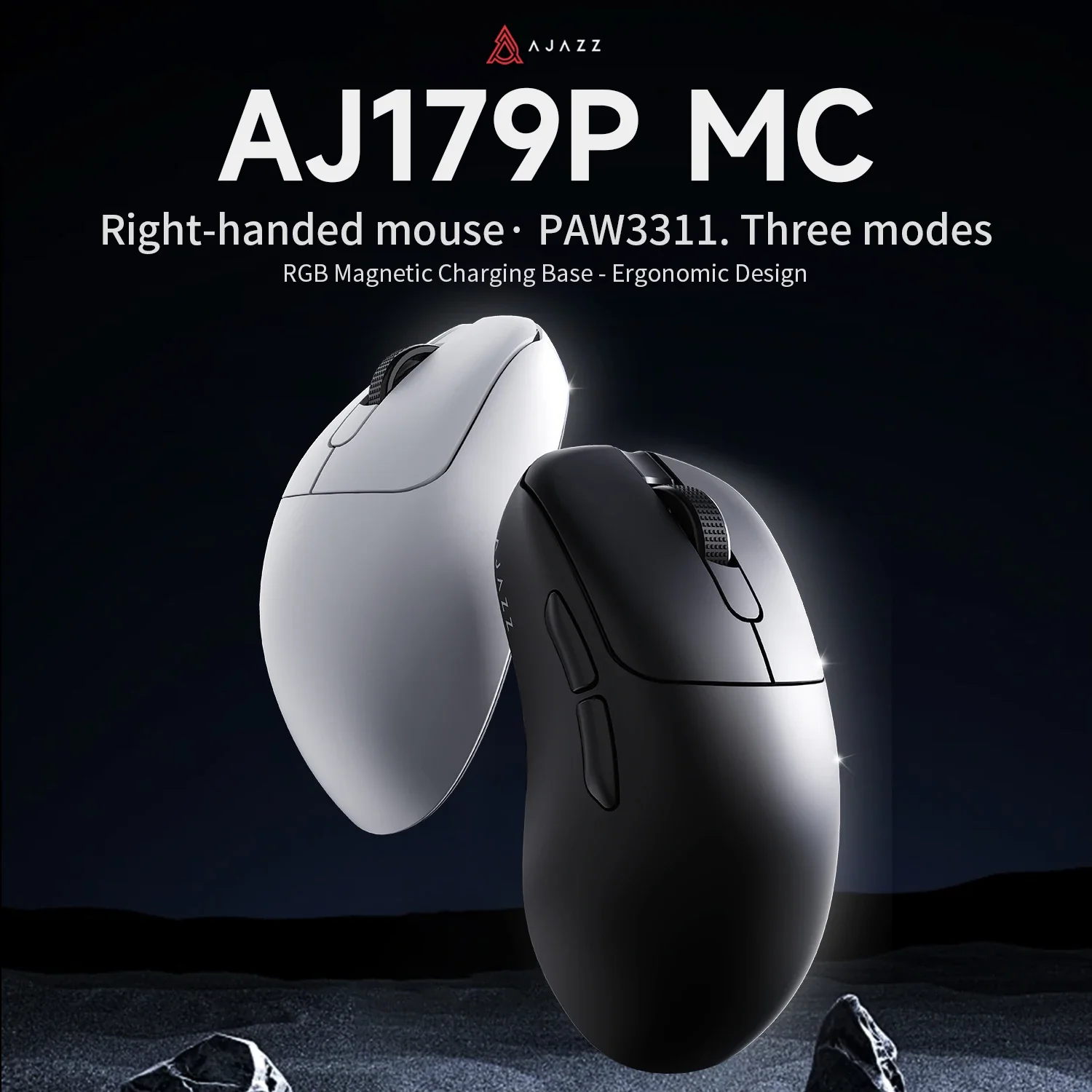 AJAZZ AJ179P MC Right-handed Bluetooth 2.4G Mouse·PAW3311 Three Modes RGB Magnetic Charging Base - Image 5