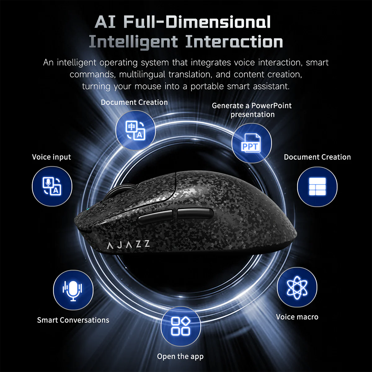 AJAZZ AJ199 AI Carbon fiber compositeTri-Mode AI Mouse Composite carbon fiber shell I Al Interaction - Image 6