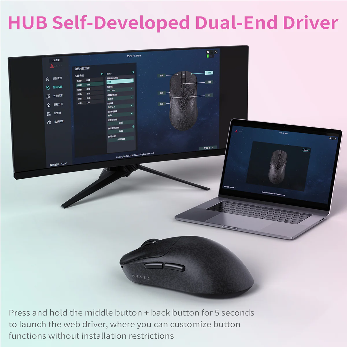AJAZZ AJ199 NL Ultra Lightweight Carbon Fiber Wireless Bluetooth Gaming Mouse PAW3950 Sensor, 500mAh Battery, Wired/Wireless Dual 8K Support - Image 12