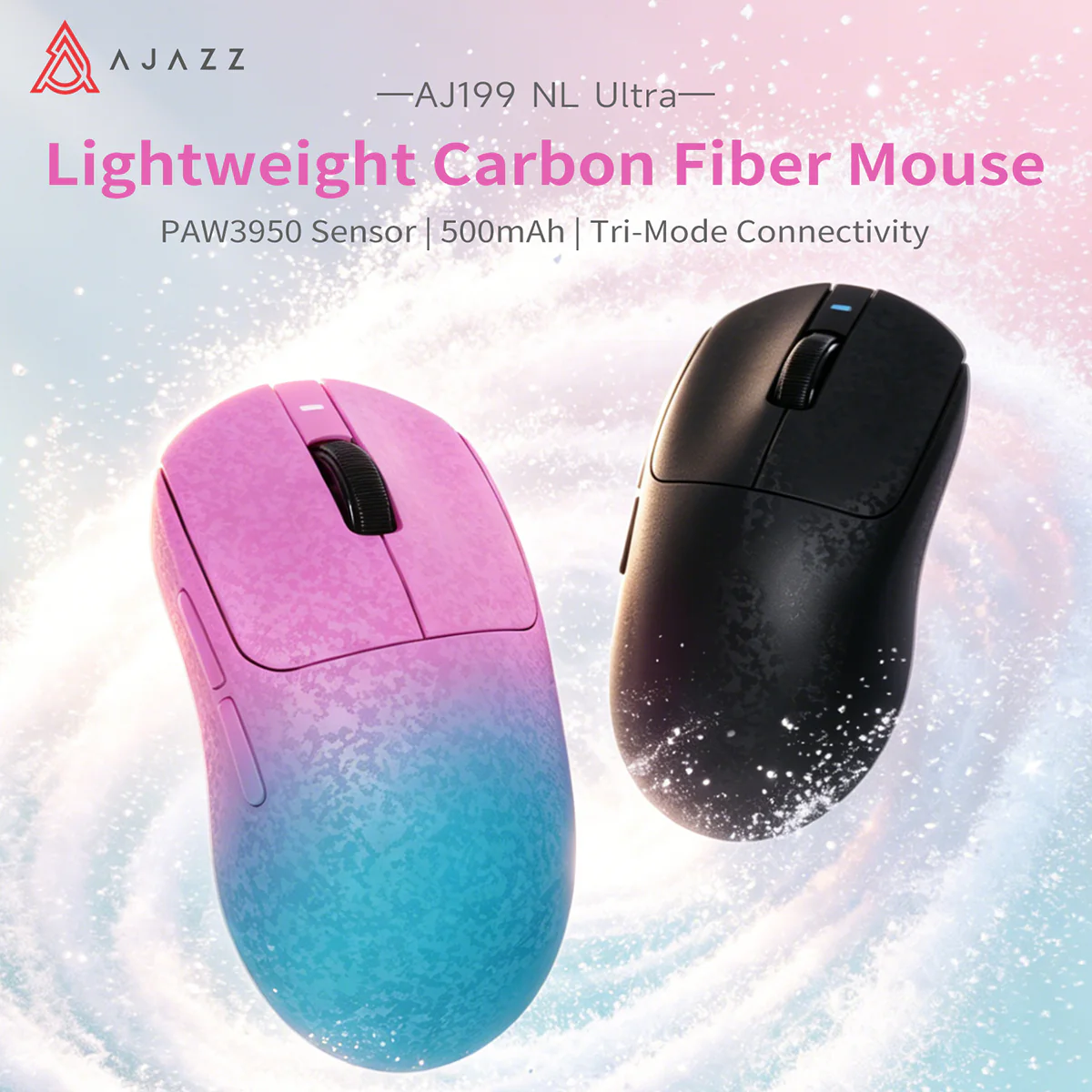 AJAZZ AJ199 NL Ultra Lightweight Carbon Fiber Wireless Bluetooth Gaming Mouse PAW3950 Sensor, 500mAh Battery, Wired/Wireless Dual 8K Support - Image 3
