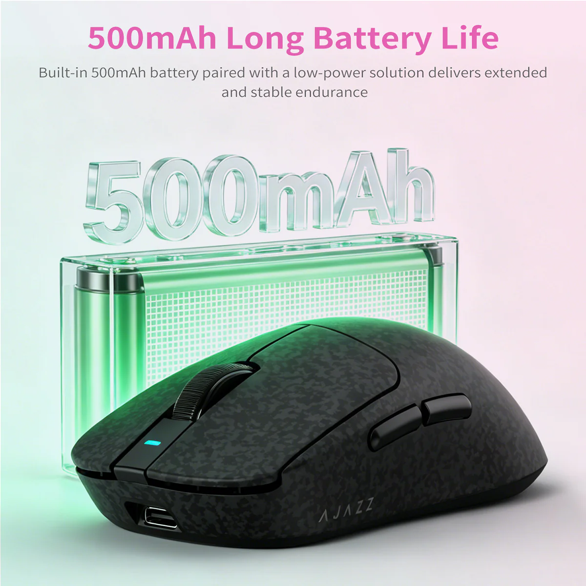 AJAZZ AJ199 NL Ultra Lightweight Carbon Fiber Wireless Bluetooth Gaming Mouse PAW3950 Sensor, 500mAh Battery, Wired/Wireless Dual 8K Support - Image 6
