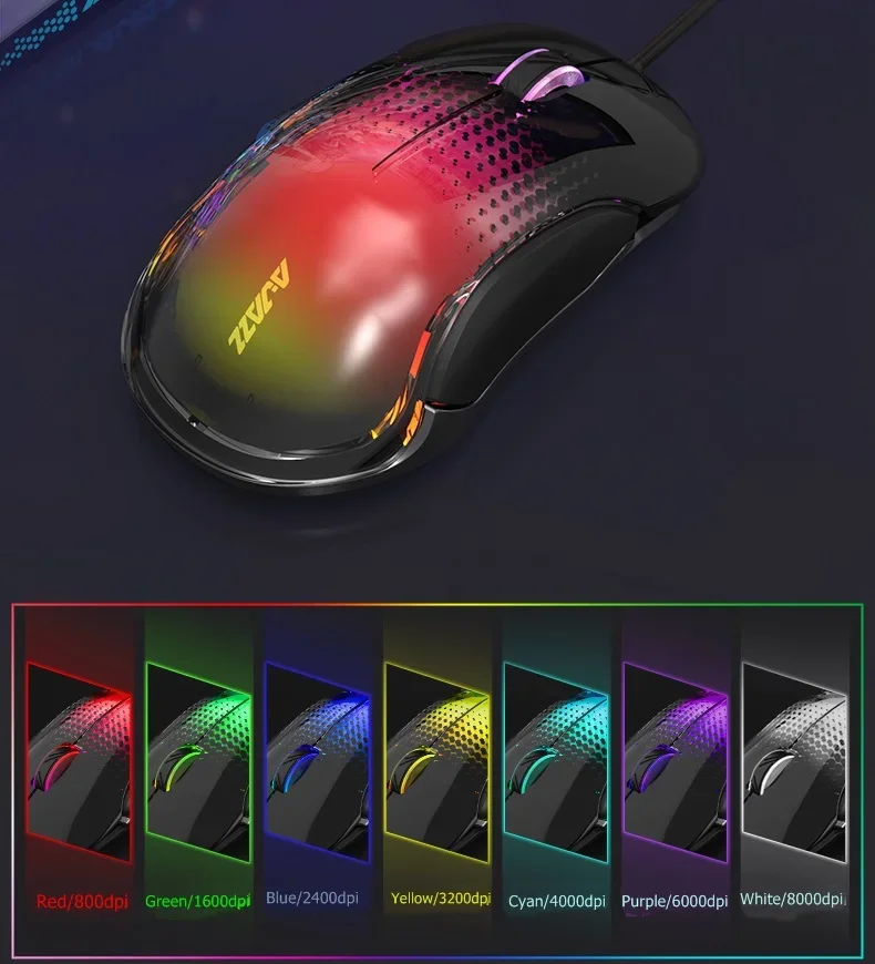 AJAZZ AJ358 Mouse PMW3325 engine Up to 1000dpi Symmetrical design Linear design Cool lighting system - Image 5