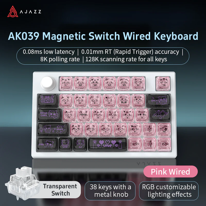 AJAZZ AK039 Wired Esports-Grade Magnetic Switch One-Handed Keyboard for FPS Gaming 38 Keys + Metal Knob | 0.01mm Precision | 8K Polling Rate - Image 14