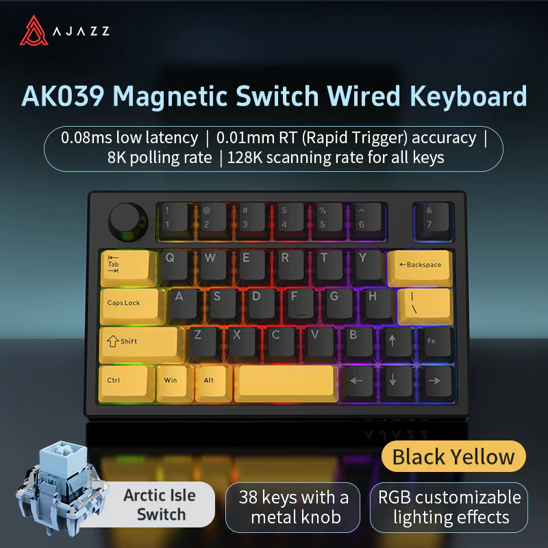 AJAZZ AK039 Wired Esports-Grade Magnetic Switch One-Handed Keyboard for FPS Gaming 38 Keys + Metal Knob | 0.01mm Precision | 8K Polling Rate - Image 16