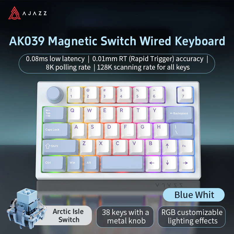 AJAZZ AK039 Wired Esports-Grade Magnetic Switch One-Handed Keyboard for FPS Gaming 38 Keys + Metal Knob | 0.01mm Precision | 8K Polling Rate - Image 17
