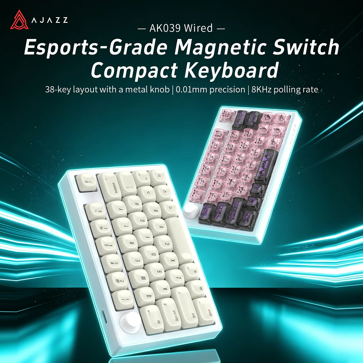 AJAZZ AK039 Wired Esports-Grade Magnetic Switch One-Handed Keyboard for FPS Gaming 38 Keys + Metal Knob | 0.01mm Precision | 8K Polling Rate - Image 2