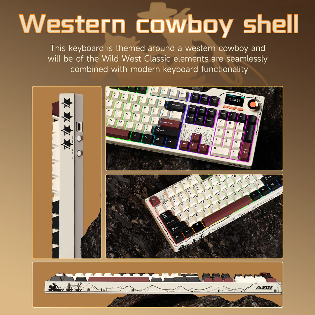 AJAZZ AK35I V4 Gaming Mechanical Keyboard Full size Wired/2.4G Wireless/Bluetooth adapter 1.14-inch color screen volume knob hot-swappable 10000mAh battery - Image 9