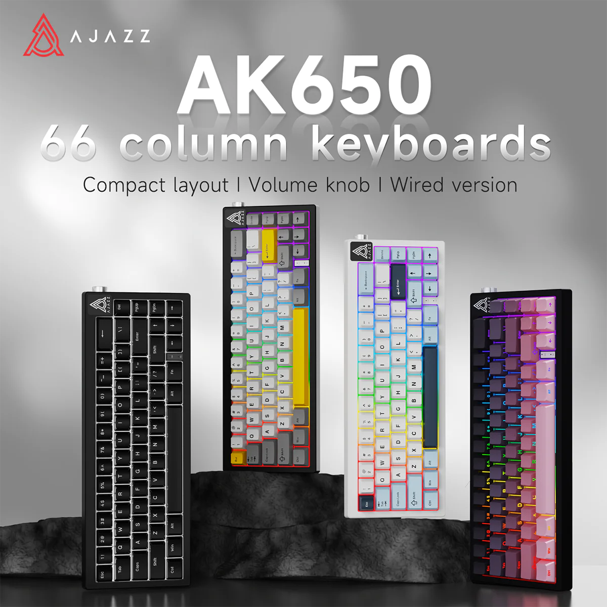 Ajazz AK650 Wired Gaming Mechanical Keyboard volume knob full-key hot-swappable switches - Image 4