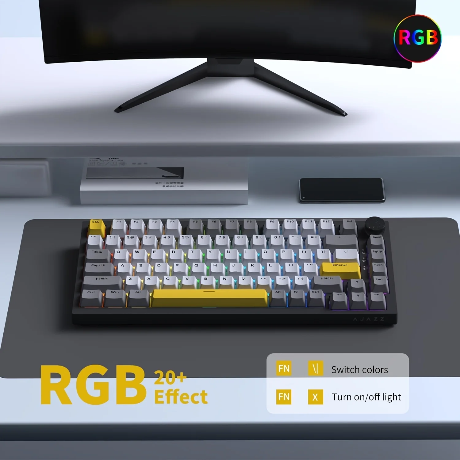 AJAZZ AK820 MAX HE Esports magnetic axis Keyboard RGB DIY version 8K return rate wired version - Image 2