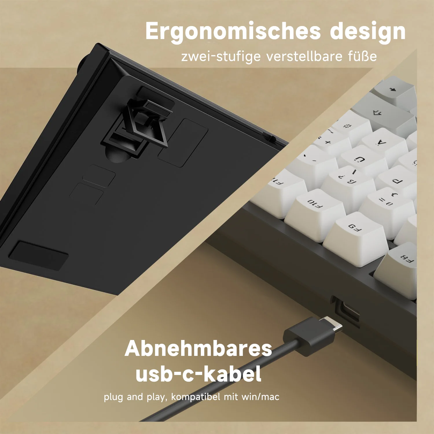 German version AJAZZ AK820 Mechanical Keyboard German keyboard ISO-DE layout QWERTZ Hot-swappable volume rotary button - Image 9