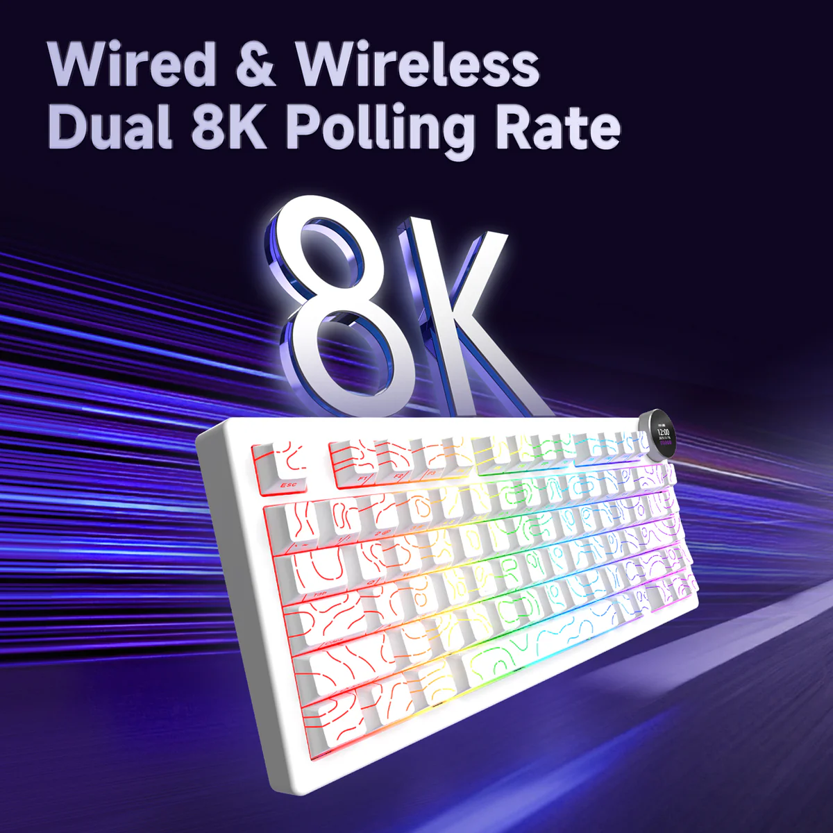 AJAZZ AK820 V2/PRO 10000mAh 2.4G/BT/Wired 1k+1K/8k+8K Gaming mechanical keyboard Underglow RGB - Image 6