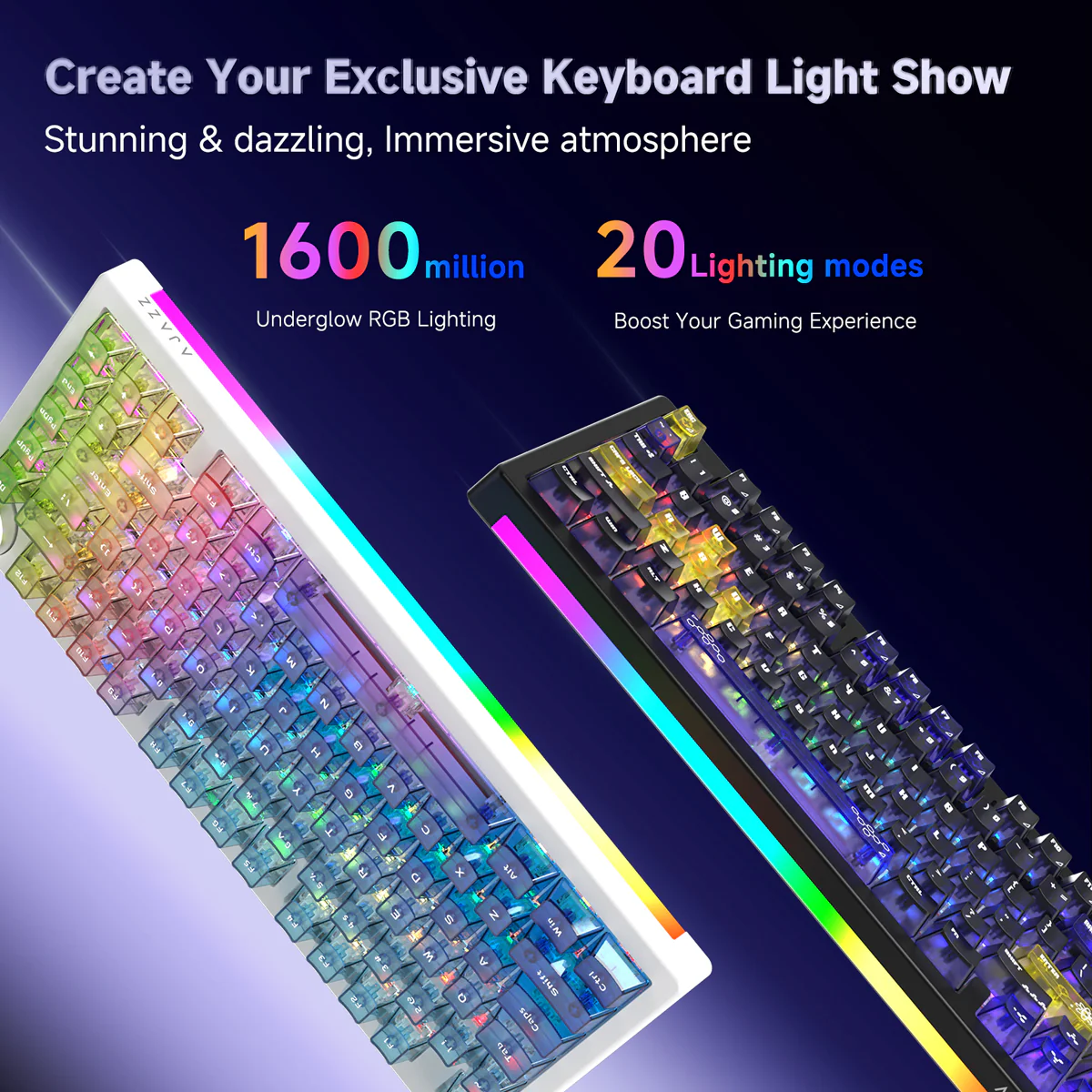 AJAZZ AK820 V2/PRO 10000mAh 2.4G/BT/Wired 1k+1K/8k+8K Gaming mechanical keyboard Underglow RGB - Image 8