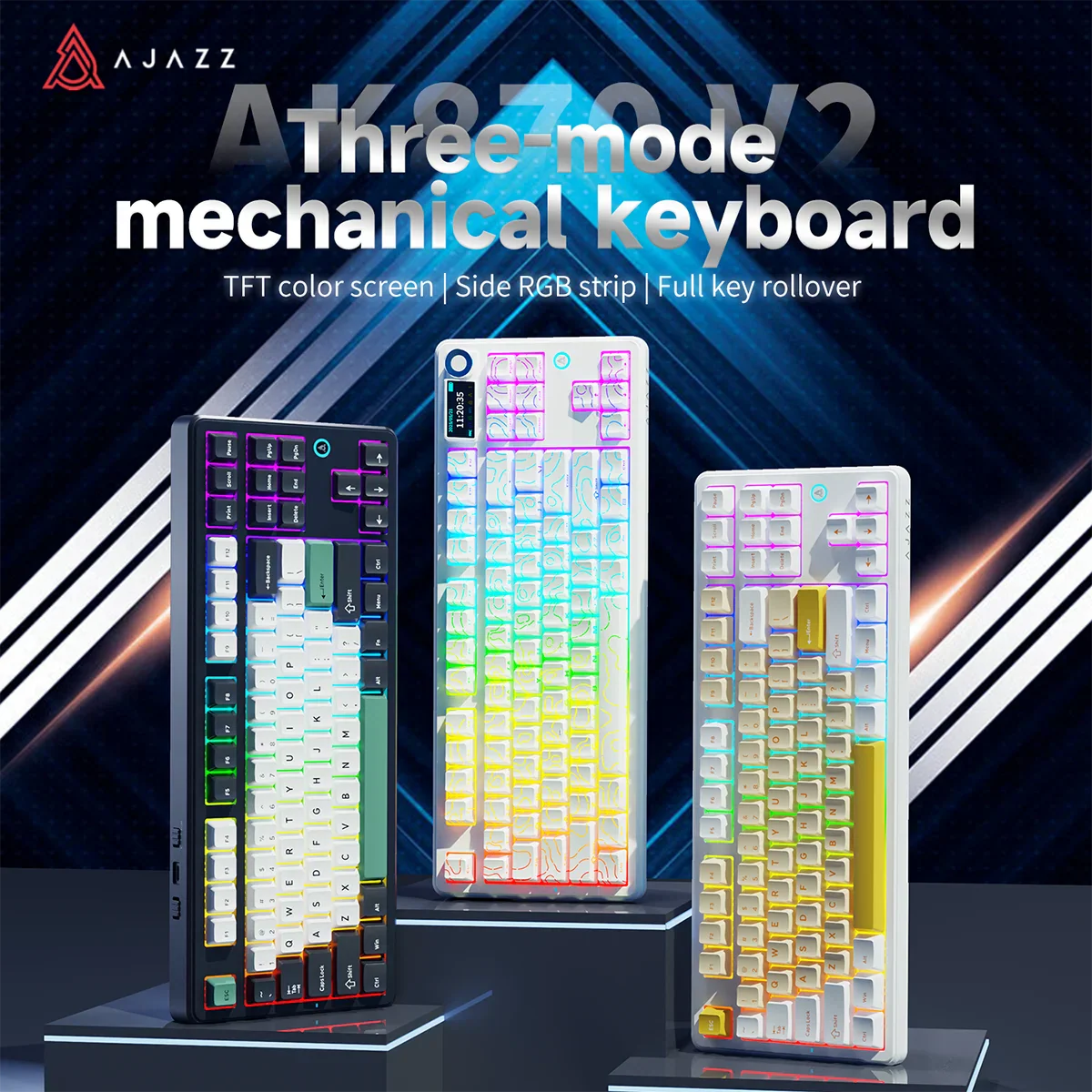 AJAZZ AK870 V2 Keyboard Gaming Mechanical Keyboard 10000mAh Wired/Wireless Bluetooth Gaming Keyboard - Image 5