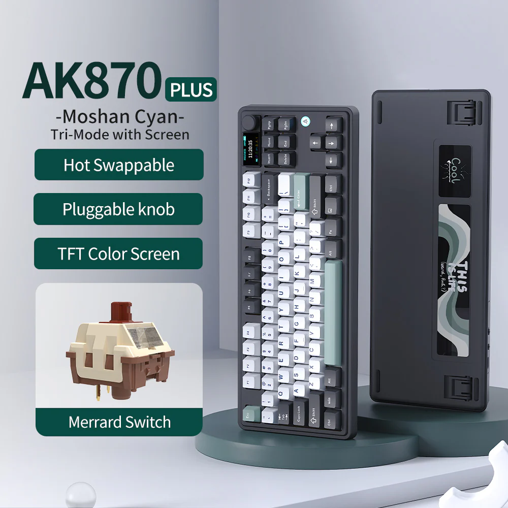 AJAZZ AK870 Plus Gaming Mechanical Keyboard 8000mAh Bluetooth/2.4G Wireless/Wired 5-layer Sound Triple Mode Dampening - Image 12