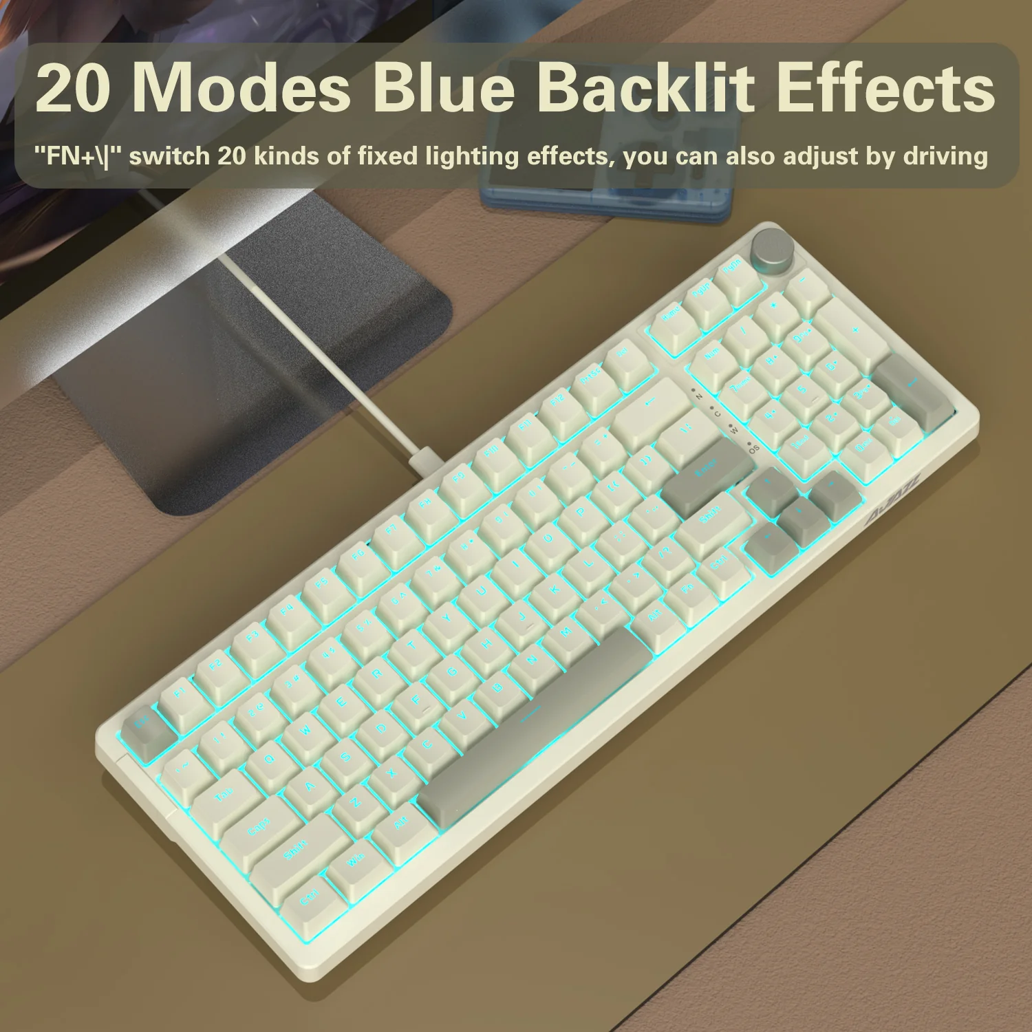 AJAZZ AK992 Retro Keyboard Hot-Swappable USB Gaming Keyboard with Red Switches - Image 5