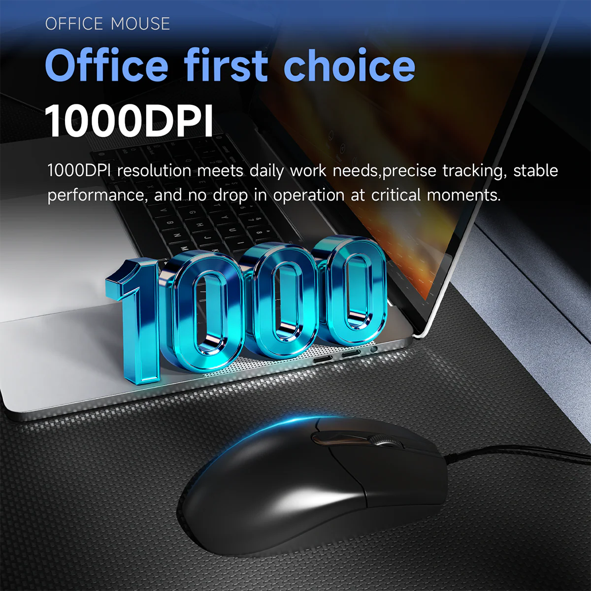 AJAZZ NJ01 Series Mouse Wired Office Optical Mouse with Quiet Keys 1000 DPI Approximately 78g Lightweight - Image 4