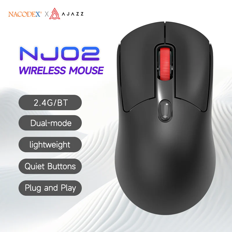 AJAZZ NJ02 Lightweight Mouse: Wireless 2.4G/Bluetooth, Quiet Buttons, Plug-and-Play - Image 2
