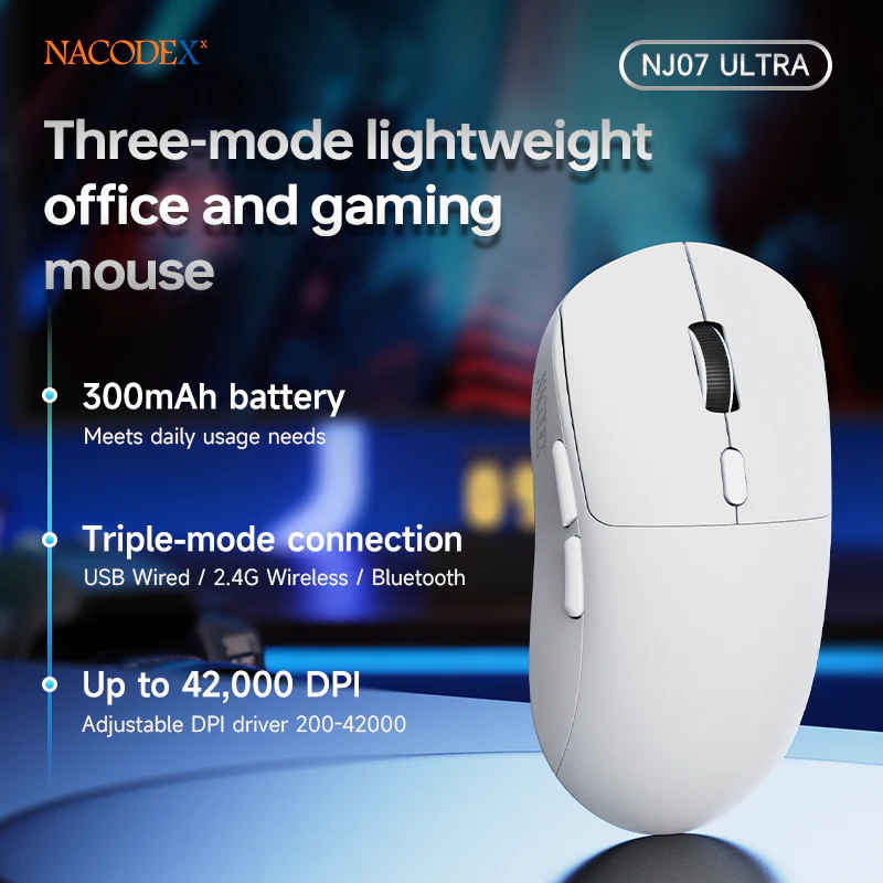 AJAZZ NJ07 Ultra Lightweight tri-mode mouse Versatile for bothgaming and work 300mAh + lightweight 65g + PAW3950 sensor - Image 10