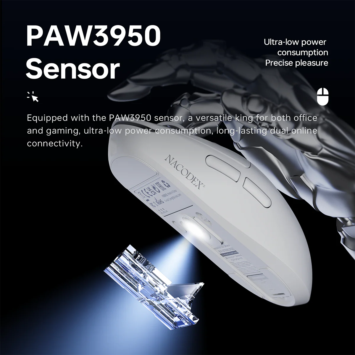 AJAZZ NJ07 Ultra Lightweight tri-mode mouse Versatile for bothgaming and work 300mAh + lightweight 65g + PAW3950 sensor - Image 2