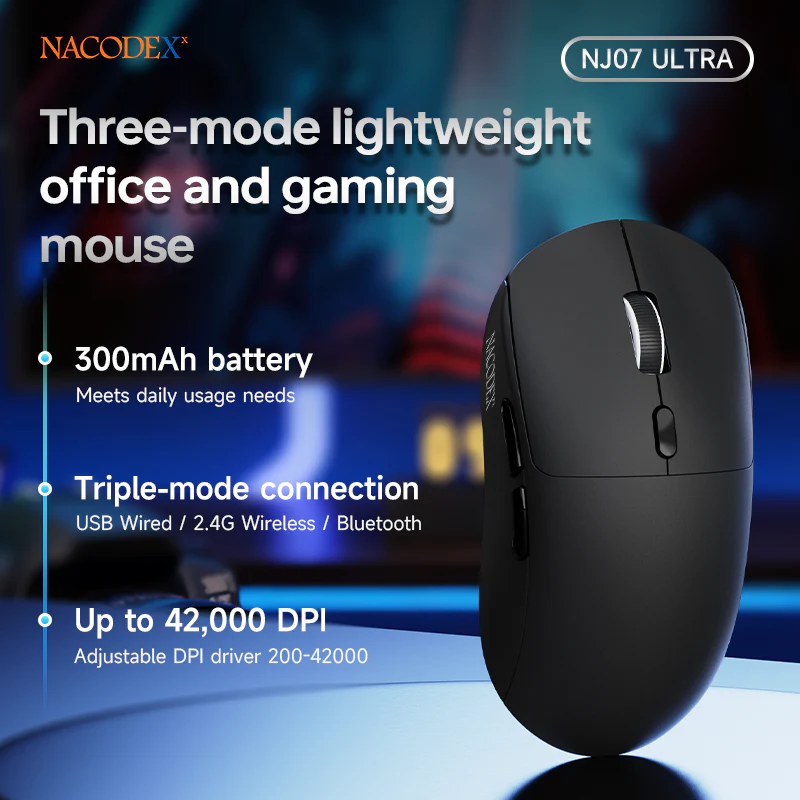 AJAZZ NJ07 Ultra Lightweight tri-mode mouse Versatile for bothgaming and work 300mAh + lightweight 65g + PAW3950 sensor - Image 9