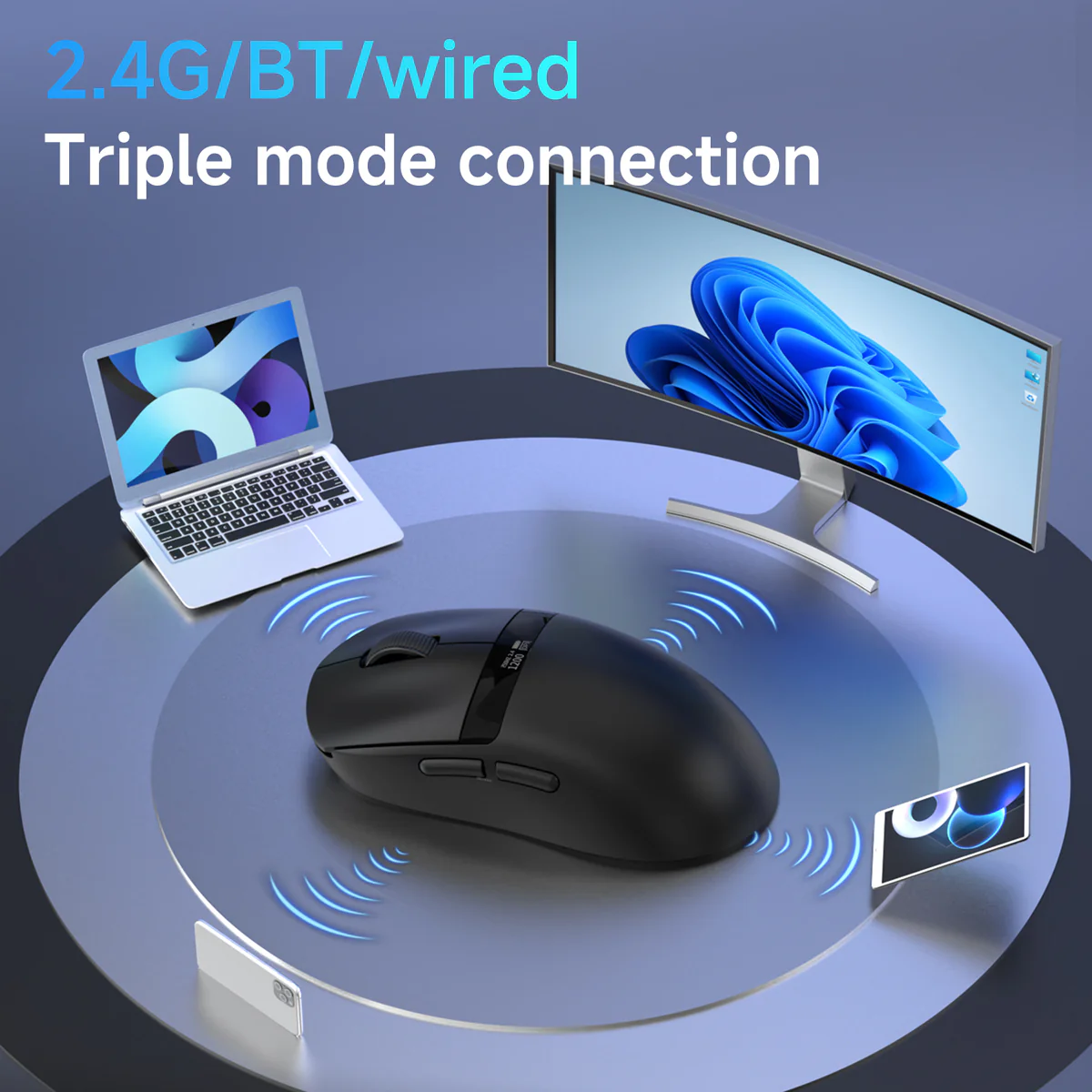 AJAZZ NJ07 V2 2.4G/Bluetooth/Wired Gaming Mouse PAW3311 Sensor 1K Polling Rate 300mAh Battery 6-Level Adjustable DPI - Image 10