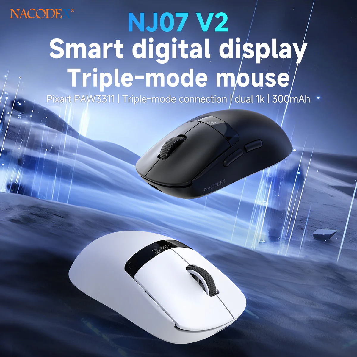 AJAZZ NJ07 V2 2.4G/Bluetooth/Wired Gaming Mouse PAW3311 Sensor 1K Polling Rate 300mAh Battery 6-Level Adjustable DPI - Image 3