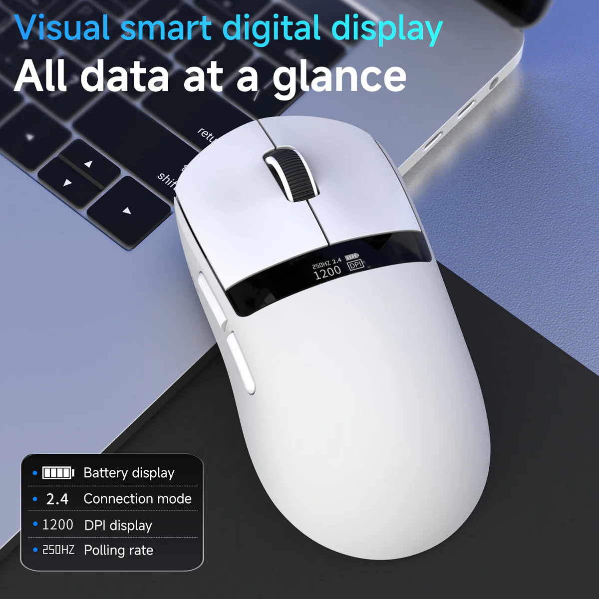 AJAZZ NJ07 V2 2.4G/Bluetooth/Wired Gaming Mouse PAW3311 Sensor 1K Polling Rate 300mAh Battery 6-Level Adjustable DPI - Image 5