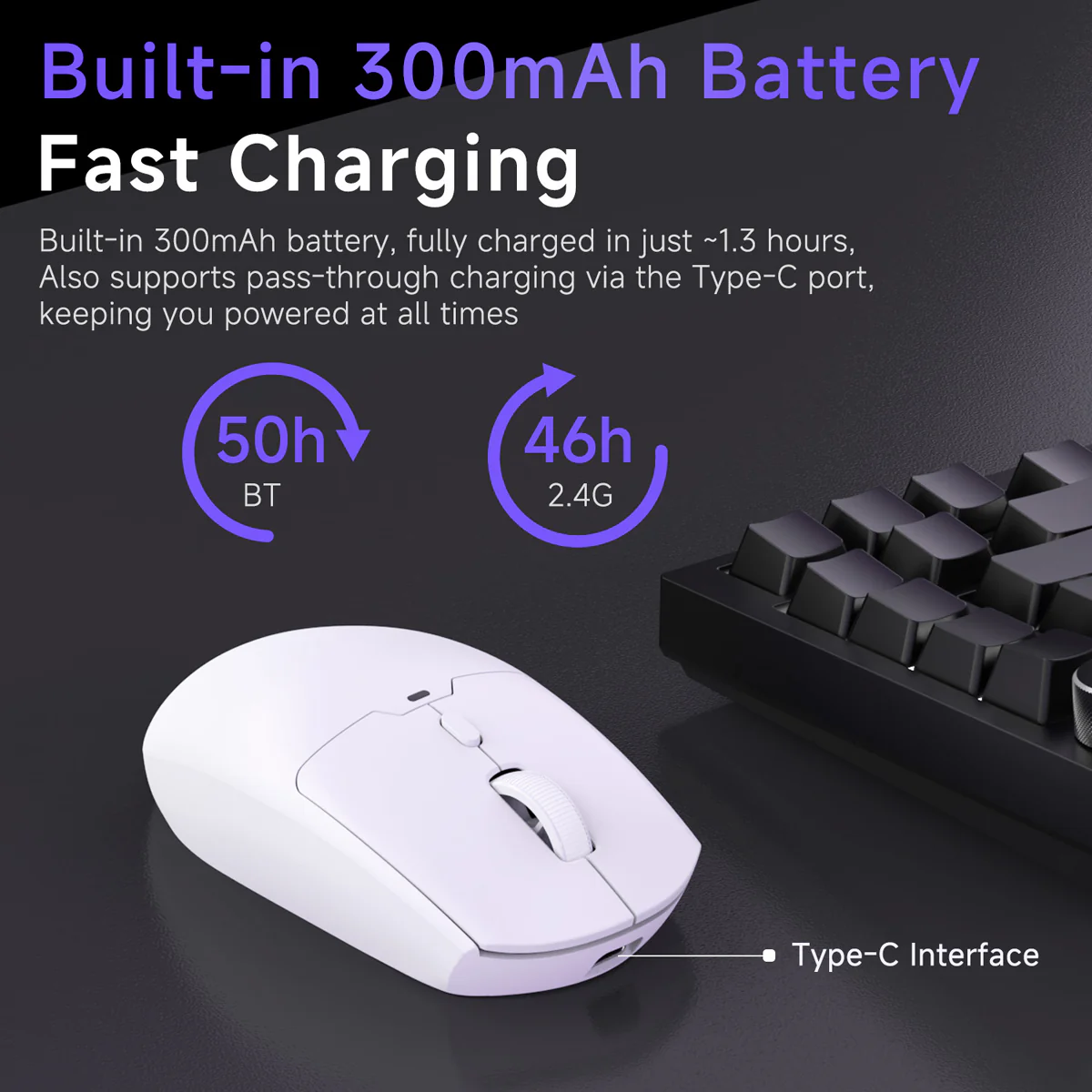 AJAZZ NJ11 Wireless Gaming Mouse with 1000Hz Polling Rate 6-Level Adjustable DPI 300mAh High-Capacity Battery Lightweight Design - Image 7