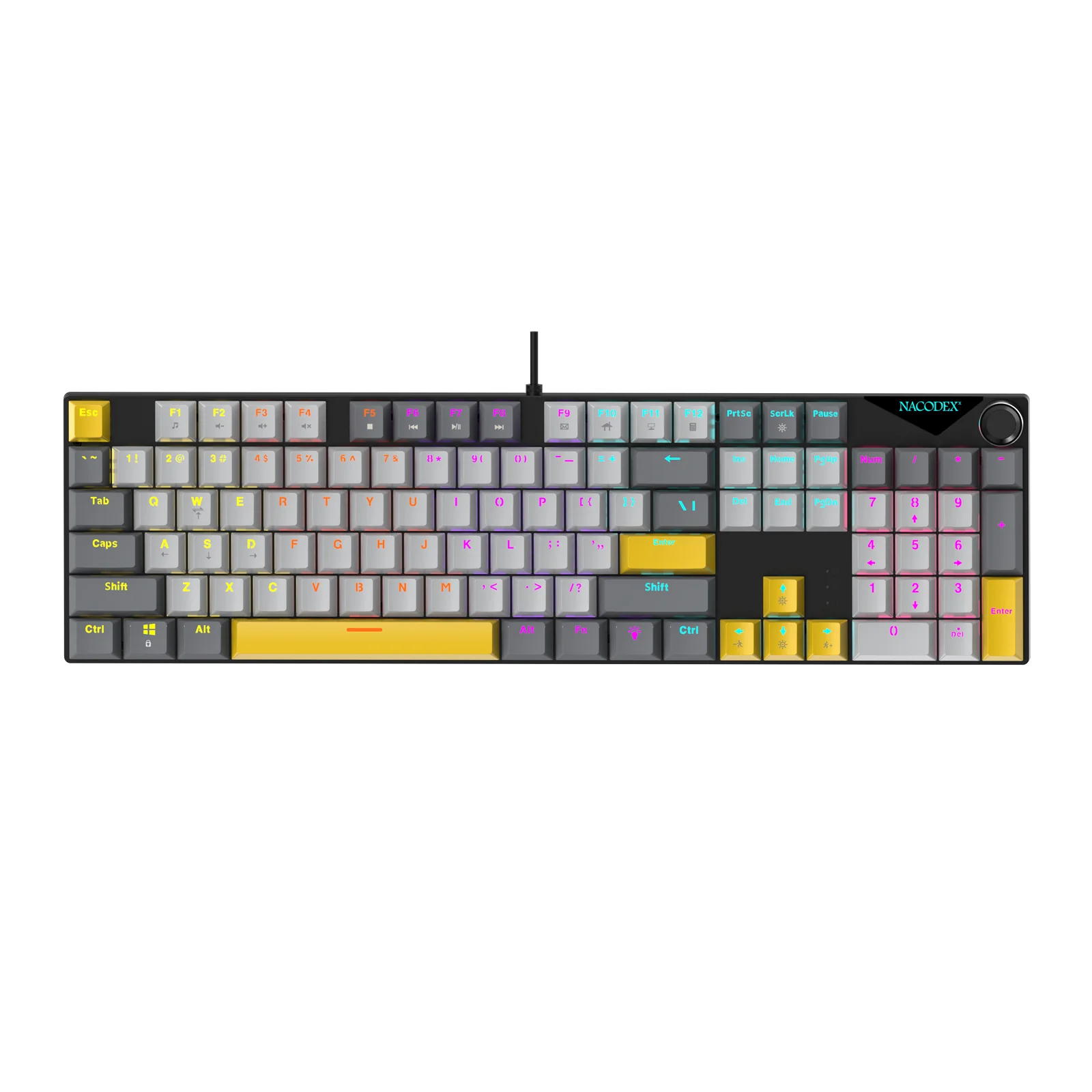 AJAZZ NK104 Full-Size 104 keys Mechanical Keyboard Hot-Swappable Wired Version Multifunctional Metal Knob