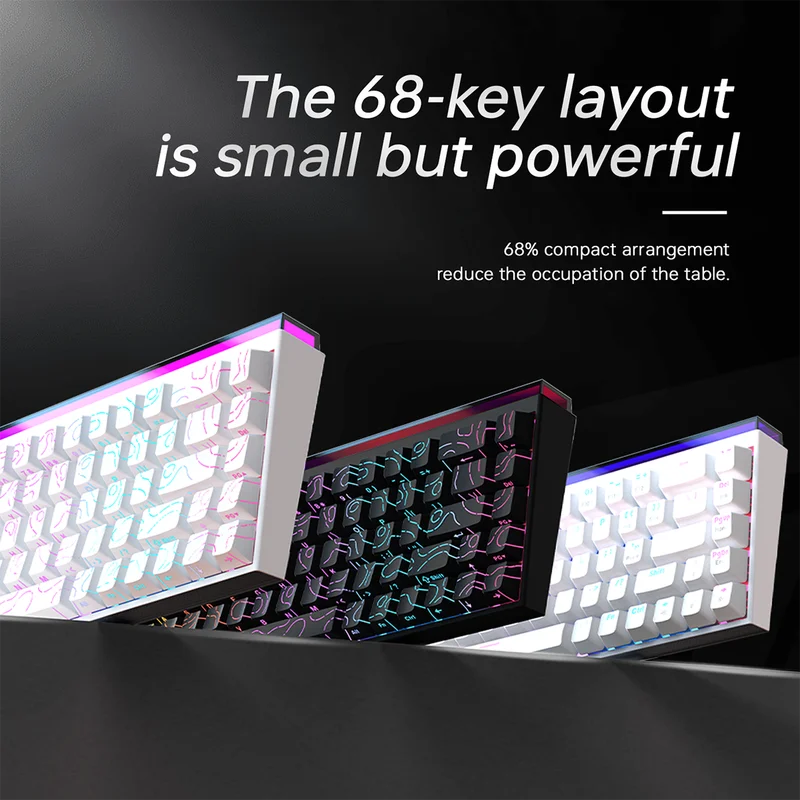AJAZZ NK68 Small Mechanical Keyboard 68-key layout Mixed Light Red axis All-key hot-swappableHull structure Wired Version - Image 11