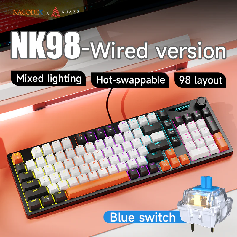 AJAZZ NK98 Mechanical Gaming Keyboard with Wired Hot-Swapping 98 layout - Image 2