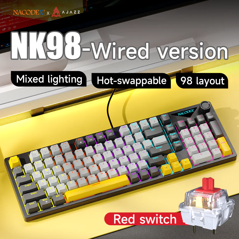 AJAZZ NK98 Mechanical Gaming Keyboard with Wired Hot-Swapping 98 layout - Image 3