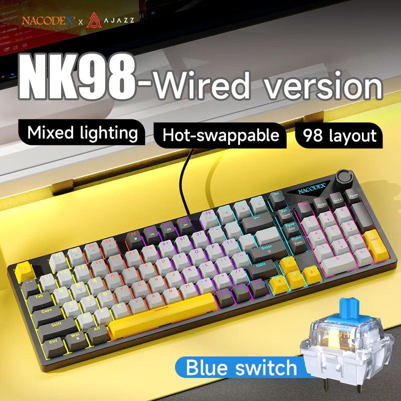 AJAZZ NK98 Mechanical Gaming Keyboard with Wired Hot-Swapping 98 layout - Image 4