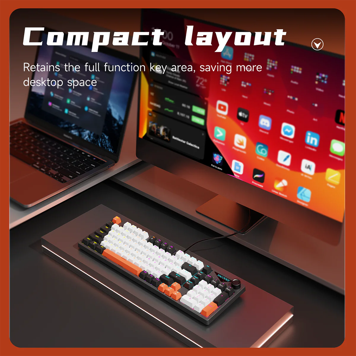 AJAZZ NK98 Mechanical Gaming Keyboard with Wired Hot-Swapping 98 layout - Image 6