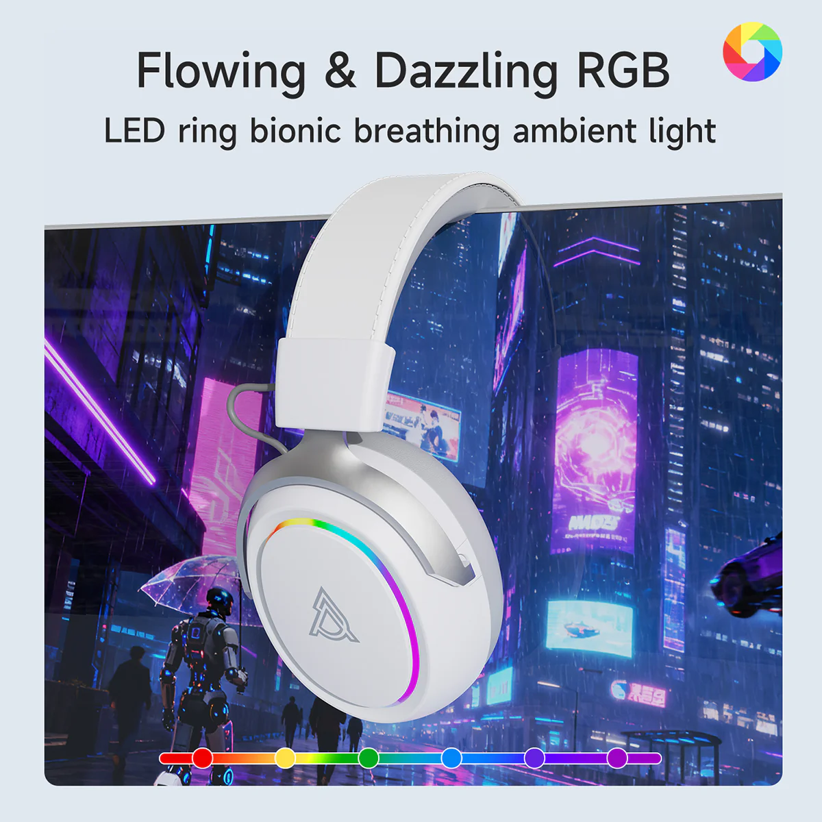 AJAZZZ AHW10 Over-Ear Wired Gaming Headset Virtual 7.1 Surround Sound Plug and Play RGB Lighting Effects - Image 11