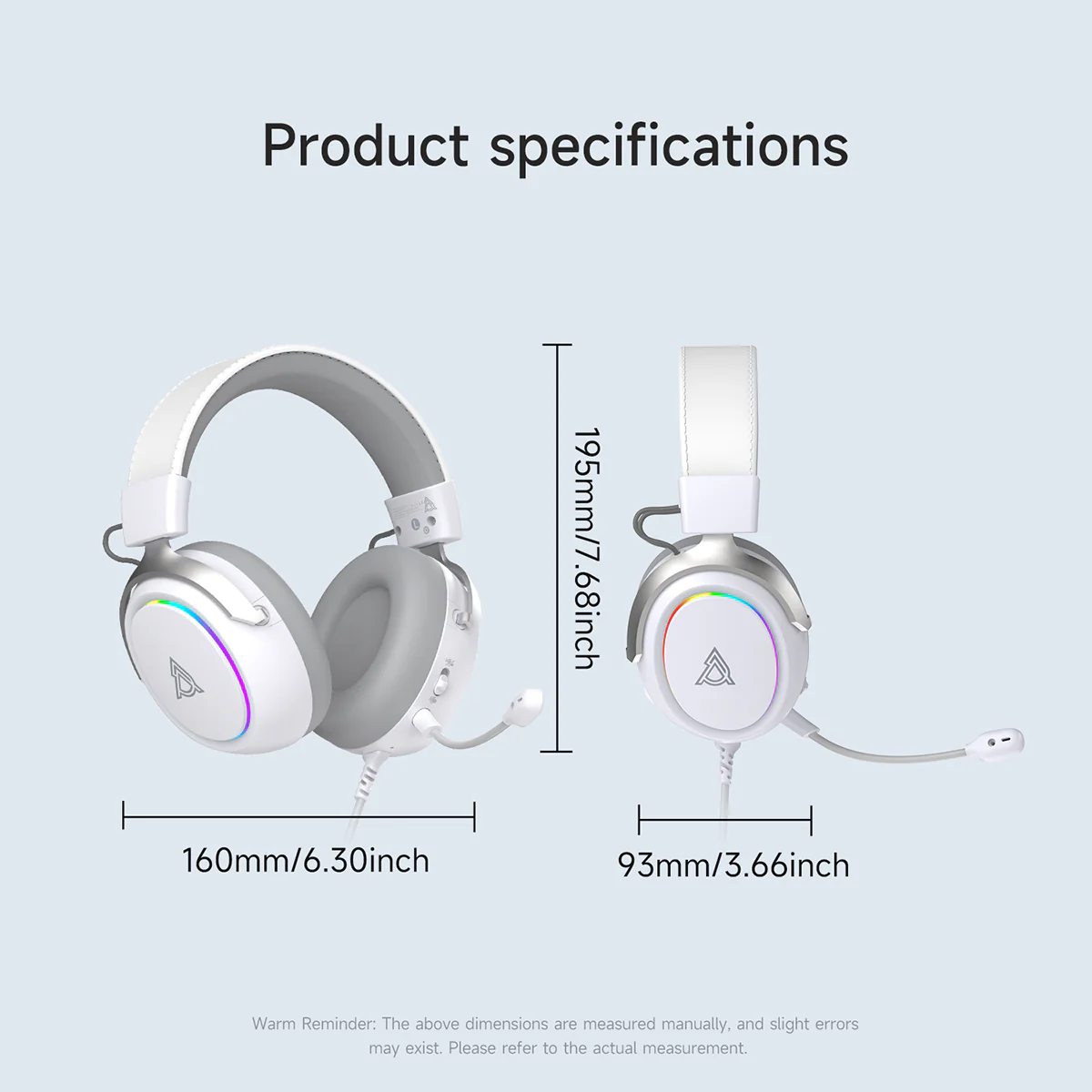AJAZZZ AHW10 Over-Ear Wired Gaming Headset Virtual 7.1 Surround Sound Plug and Play RGB Lighting Effects - Image 13